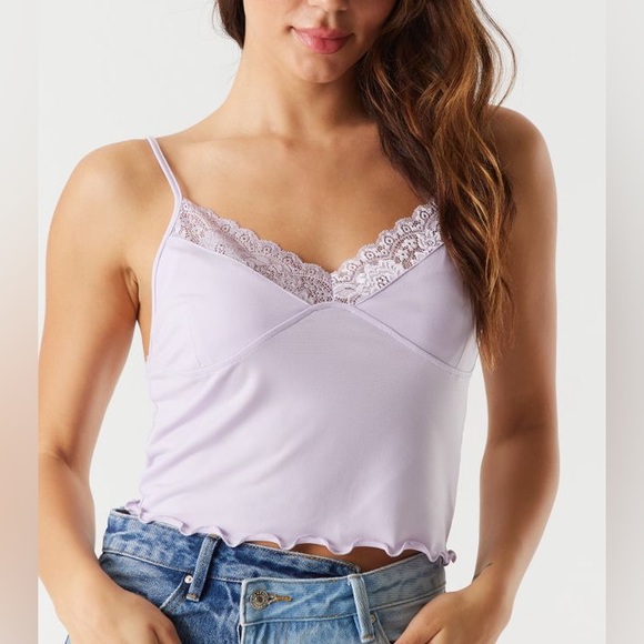 Streetwear Society Tops - Charlotte Russe Lace Lettuce Trim Cami